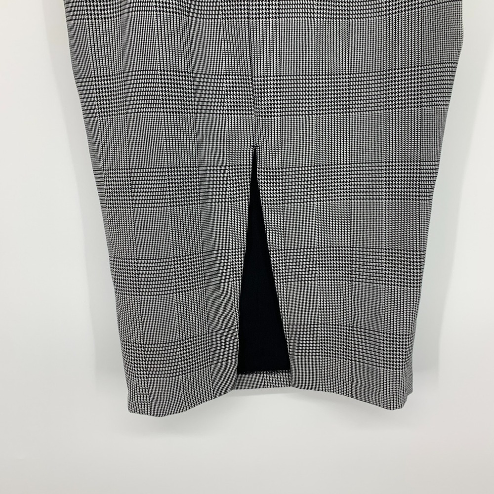 H&M Skirt Glen Plaid Pencil Straight Midi Tie High Waist Slit Womens Size 10 - Picture 10 of 12